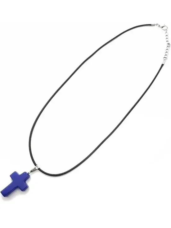 Cross Quartz Crystal Pendant Charm Necklace Unisex Turquoise - Picture 5 of 5